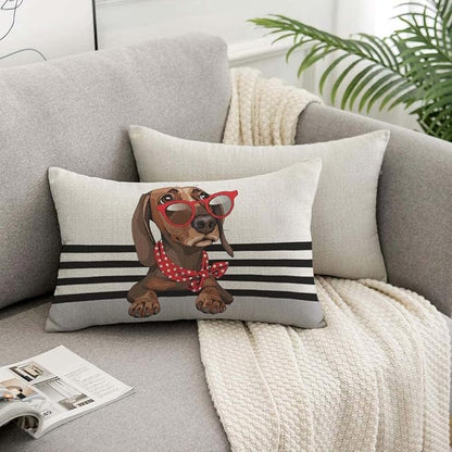 TKS MITLAN Brown Dachshund Dog Pillow Covers 12 x 20 Inch Red Sunglasses and - Image 7