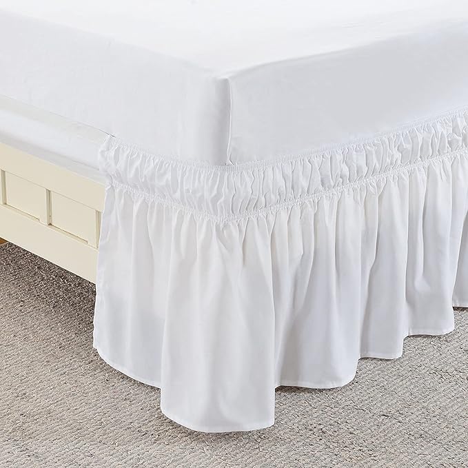 MEILA Wrap Around Bed Skirt Three Fabric Sides Elastic Dust Ruffled 16 Inch - Image 6