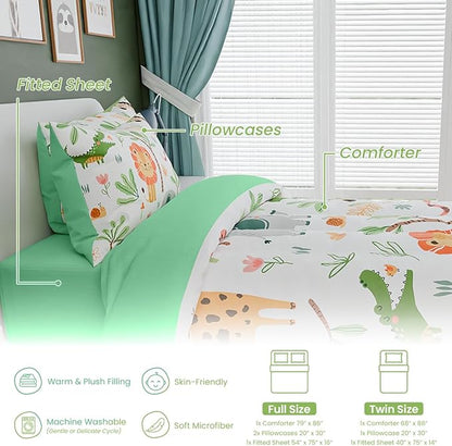 Jungle Animal Kids Bedding Set for Boys Girls, Ultra Soft Microfiber Comforter - Image 6