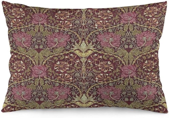 Honeysuckle Floral William Morris Throw Pillow Covers 12x20 Inch Aesthetic by Unknown
