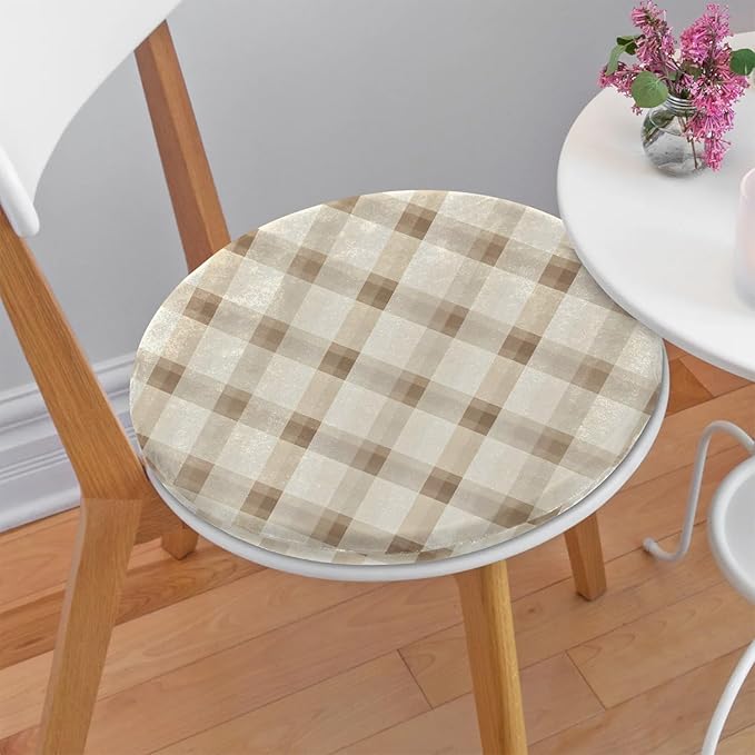 Gingham Check Foam Padded Seat Cushion by Shoblo