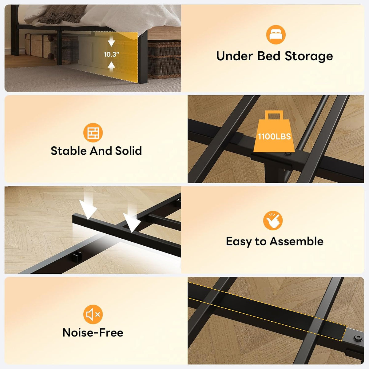 likimio king size bed frame with headboard, led on a desk or shelf