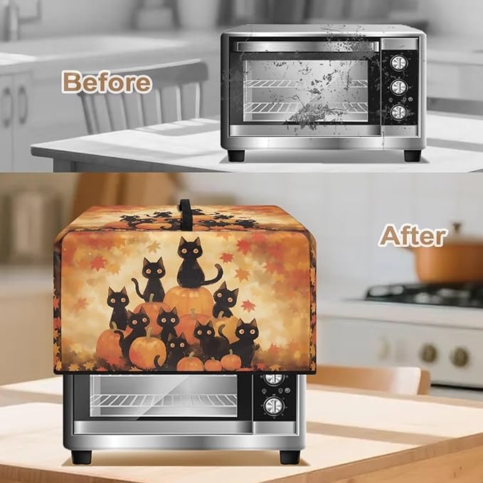 Microwave Oven Dust Cover, Thanksgiving Cat Heat-Resistant Waterproof Microwave - Image 4