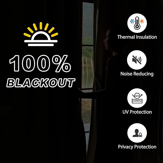 Soundproof 3 Layers 100% Blackout Grey Curtains 1 Panel 50x108 Thermal - Image 5