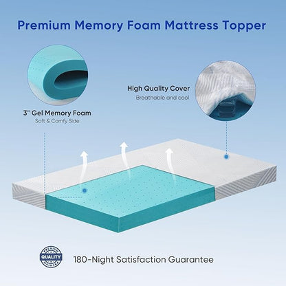 3 Inch Twin Size Gel Memory Foam Mattress Topper - Image 9