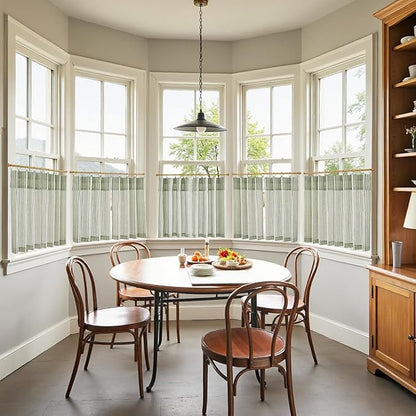 jinchan Striped Linen Kitchen Curtains - Image 3