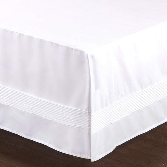 Valea Home Bed Skirt with Stitch on White Dust Ruffle with Split Corners by ValeaHome