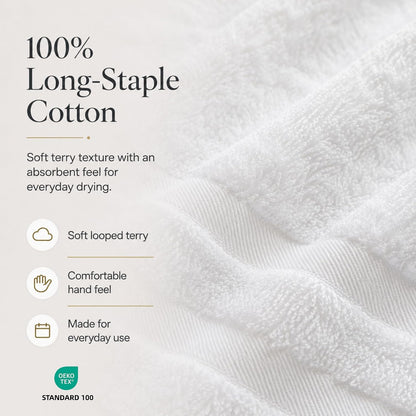 velqora large 100% cotton bath towels 4 pack, close-up detail