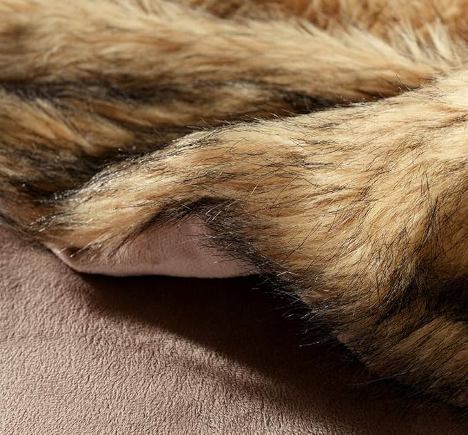 Luxury Plush Faux Fur Blanket King Size, Long Pile Golden Yellow - Image 4
