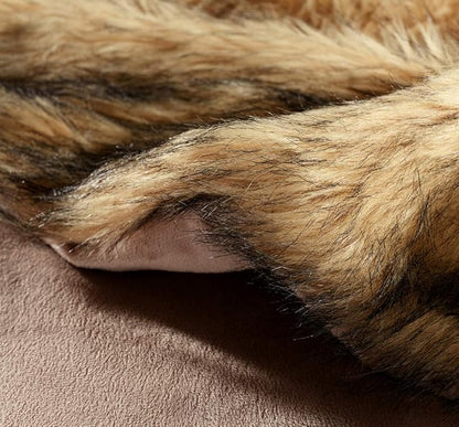 Luxury Plush Faux Fur Blanket Queen Size, Long Pile Golden Yellow - Image 4