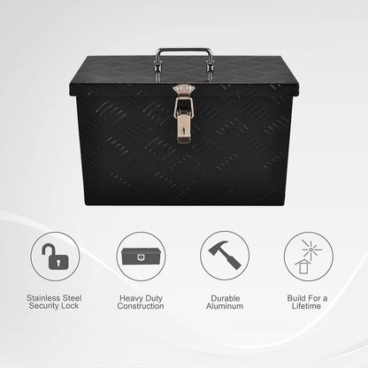 16'' inch aluminum truck bed tool box black(16"x7.5"x10"), side view
