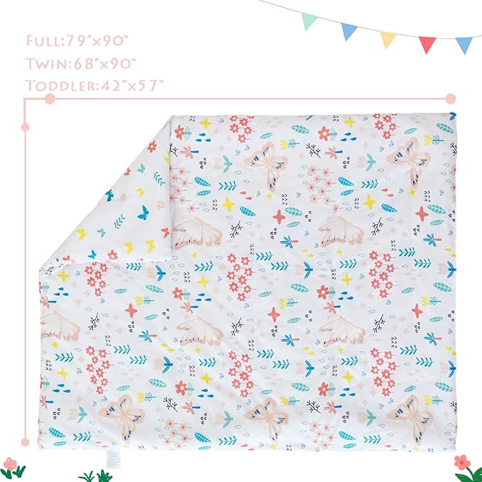 PERFEMET Girls Floral Comforter Set Twin Size 4 Pieces Botanical Flower Bedding - Image 7