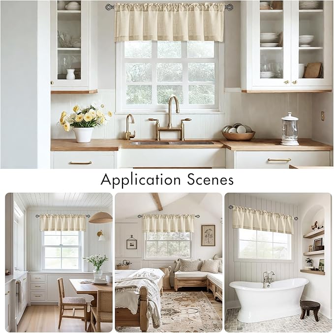 Linen Valance for Windows 2 Panels, 54x15 inch - Image 5