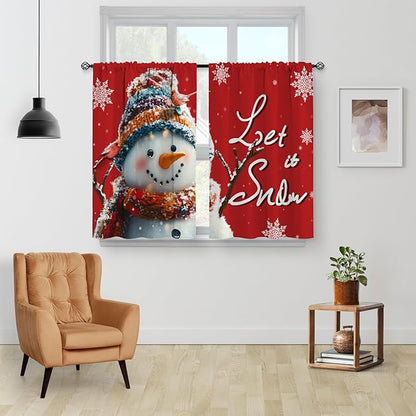 Aimego Christmas Snowman Kitchen Curtains - Image 2
