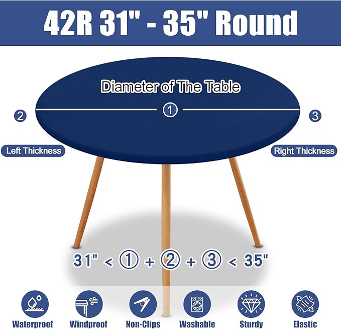 Round Spandex Tablecloth, Elastic Fitted Waterproof Tablecloths - Image 8