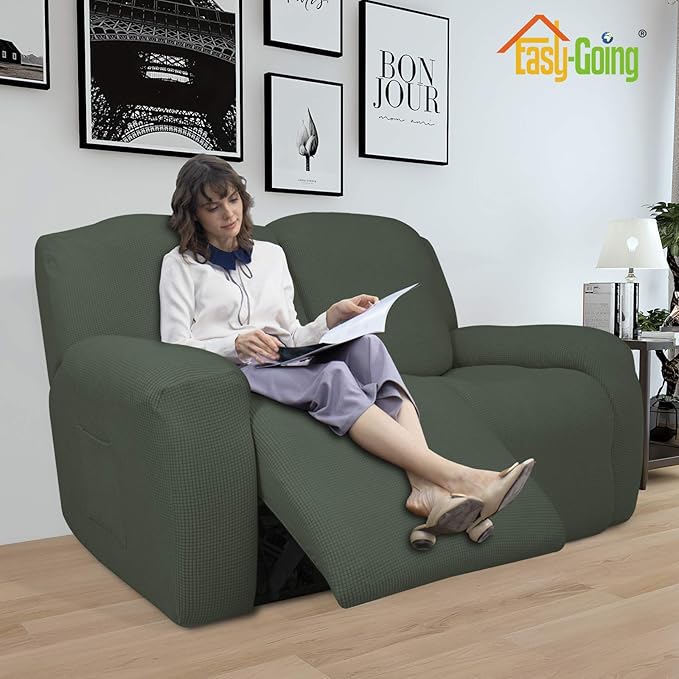Easy-Going 6 Pieces Recliner Loveseat Stretch Sofa Slipcover Sofa Cover - Image 2