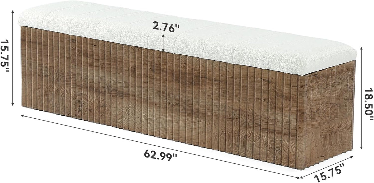 little tree upholstered end of bed storage bench shown in use