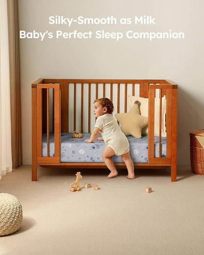 Baby Crib Sheets for Boys Girls, Breathable Soft Microfiber Baby Sheet Grey & - Image 7