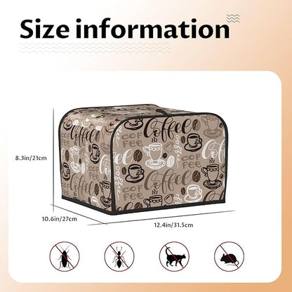 Brown Coffee Pattern 4 Slice Toaster Cover, Waterproof Toaster Dust Cover Bread - Image 6