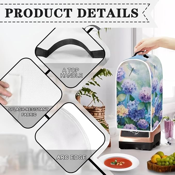 Talayituse Dragonfly Hydrangea Print Blender Dust Cover, Fingerprint Protection - Image 4