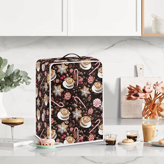 Coffee Maker Cover Christmas Coffee Machine Dust Cover Washable Folding Xmas - Image 3