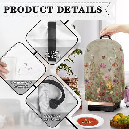 Wildflower Butterfly Blender Cover Dust Proof Small Appliance Cover Foldable - Image 4