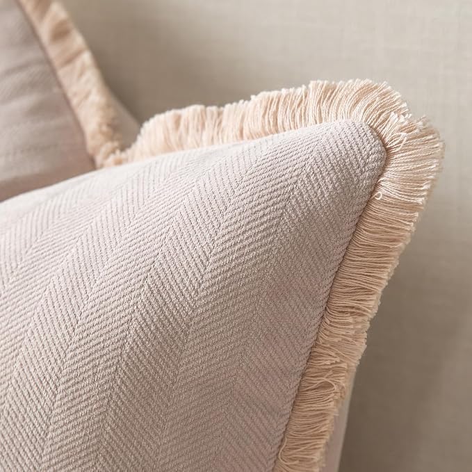 Set of 2 Decorative Fringe Throw Pillow Covers Chenille Pillow Covers Elegant - Image 2