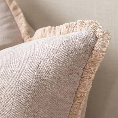 Set of 2 Decorative Fringe Throw Pillow Covers Chenille Pillow Covers Elegant - Image 2
