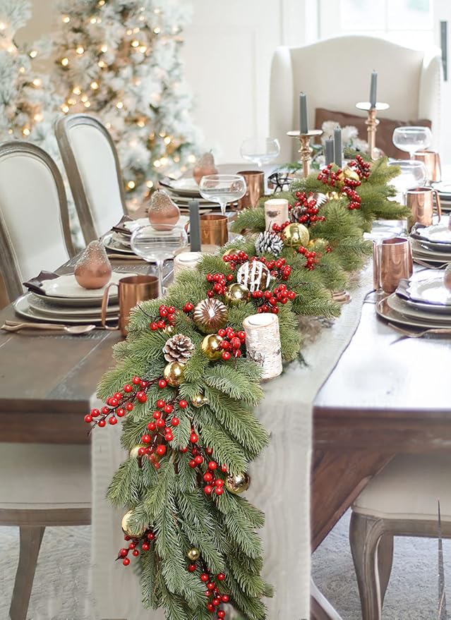 DearHouse 6Ft Artificial Pine Christmas Garland Winter Greenery Garland - Image 4