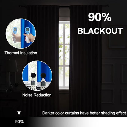 DUALIFE Royal Blue Curtains Room Darkening Curtains，Rod Pocket and Back Tab - Image 6
