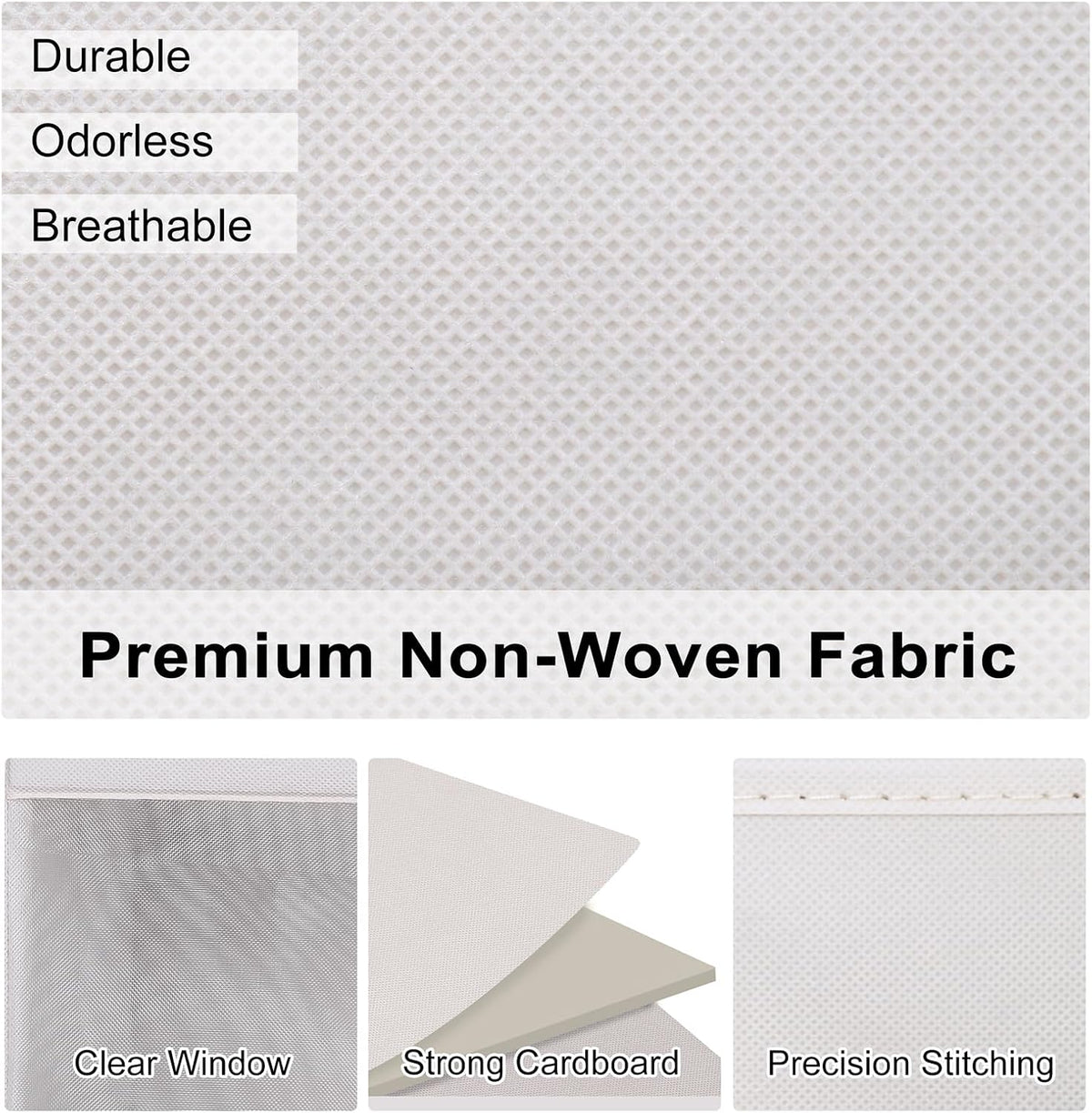 wuike closet storage bins with clear window, beige, side view