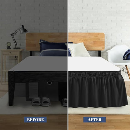 Queen Bed Skirt, Elastic Wrap Around Bed Skirt Queen Size, Bed Skirts - Image 3