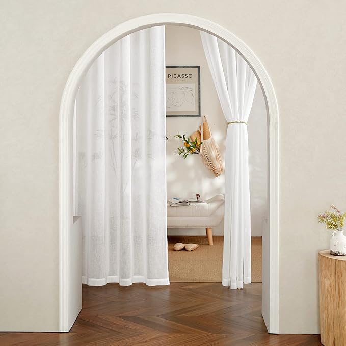 NICETOWN White Living Room Curtains Extra Long 135 inches Long, Grommet Linen - Image 7