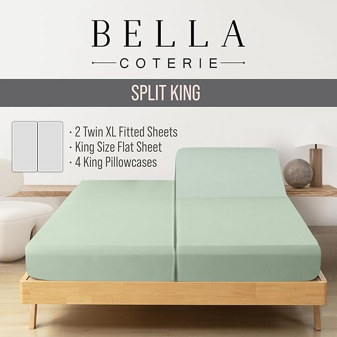 Bella Coterie 7 Piece Luxury Bamboo Viscose Split King Size Sheet Set | 2 - Image 2