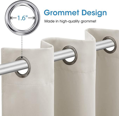 HOMEIDEAS Cream Beige Blackout Curtains - Image 4