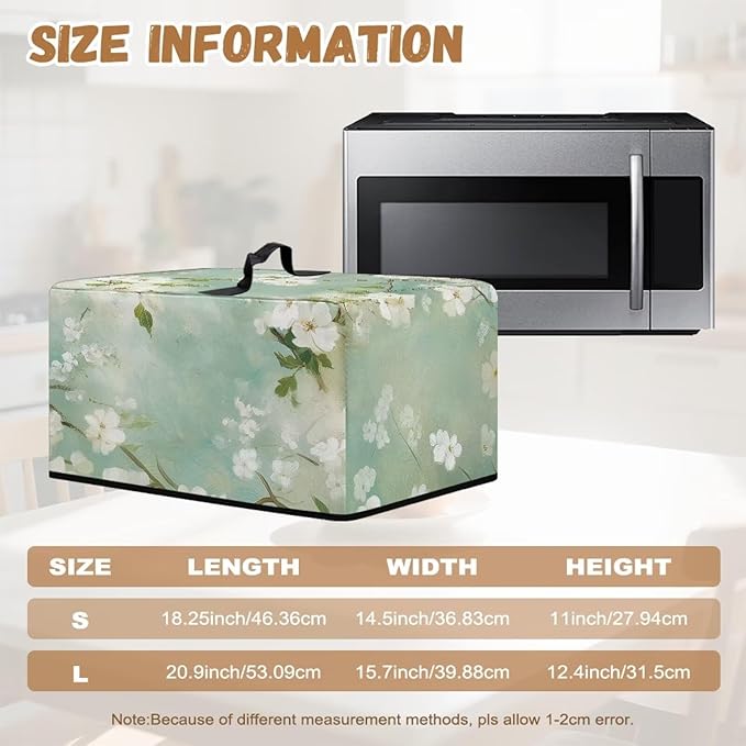 Microwave Oven Cover, Flower Heat-Resistant Waterproof Toaster Oven Dust Cover - Image 6