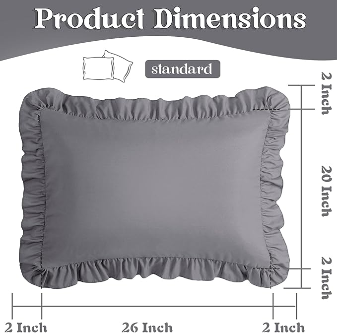 KKJIAF Ruffle Pillow Cases Standard Size Set of 2, Ruffled Pillow Covers - Image 3