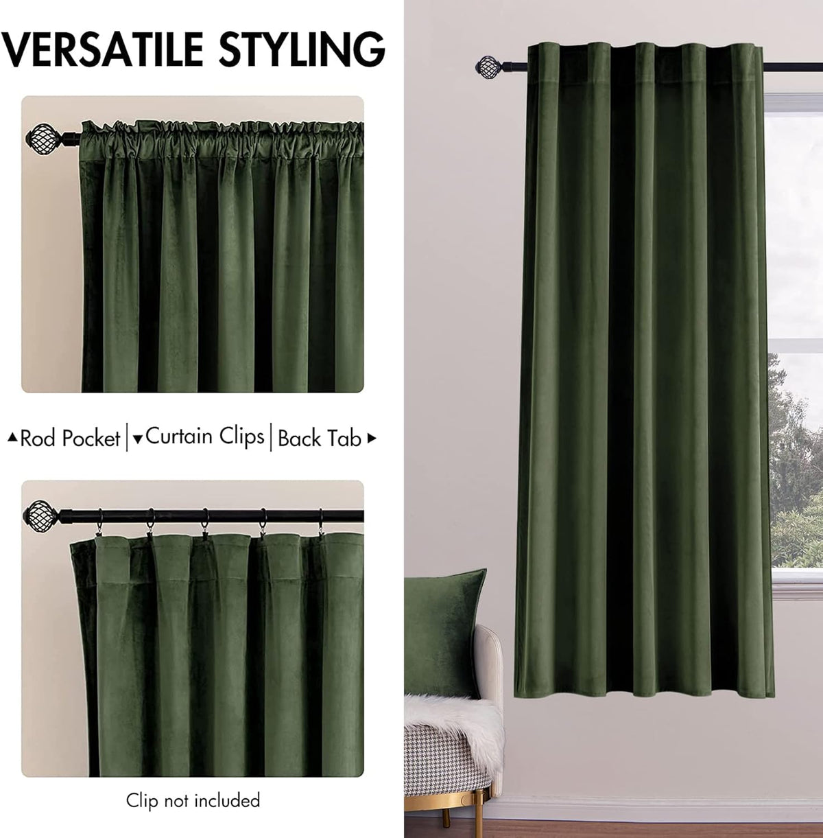 miulee velvet curtains 52x63 inches 2 panels olive shown in use