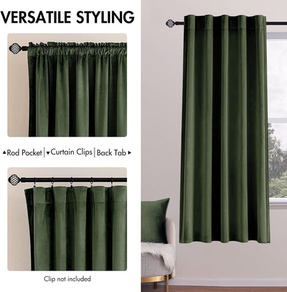miulee velvet curtains 52x63 inches 2 panels olive shown in use