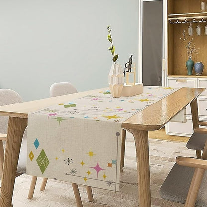 Abstract Geometric Table Runner Bathroom Mid Century Minimalist Stars Modern - Image 6