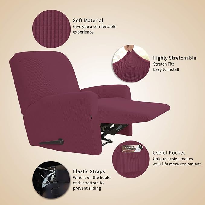 Easy-Going Recliner Stretch Sofa Slipcover Sofa Cover 4-Pieces Furniture - Image 3