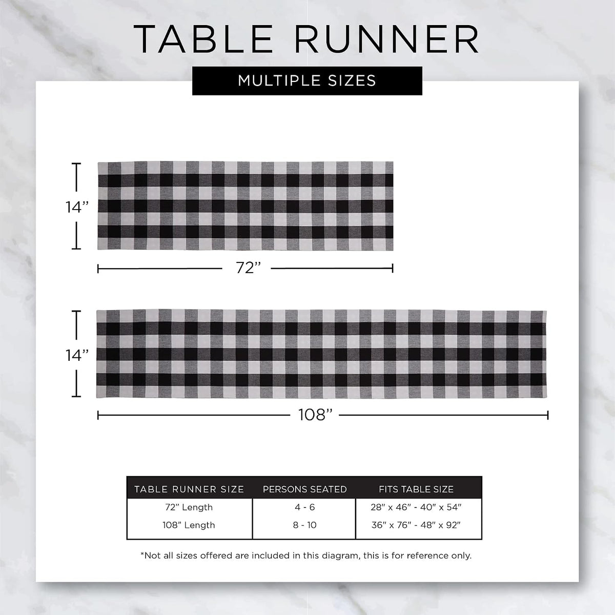 DII Halloween Tabletop, Harlequin Collection, Table Runner, 14x72, Black and Cream (Pack of 12)