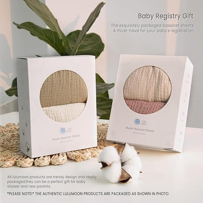 lulumoon Baby Muslin Bassinet Sheets: Cotton Bassinet Sheets Neutral - Image 6
