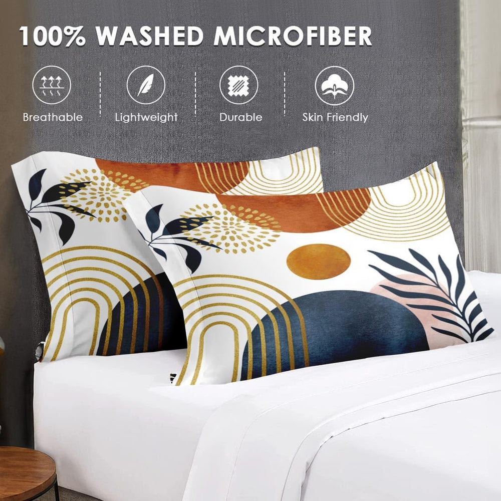 WeCozy Full Comforter Set with Sheets, 7 Pieces Mid Century Bedding