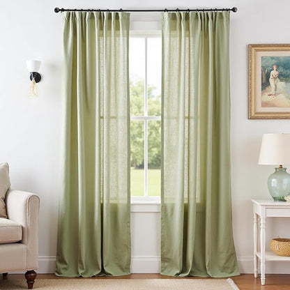 jinchan Linen Blend Curtains 96 inch Length 2 Panels by JINCHAN