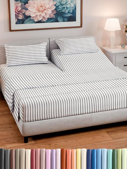 Split Head King Sheet Set – 4 Piece Flex Split Top King Sheets by CGKUnlimited