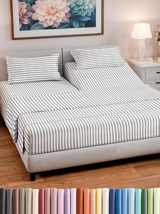 Split Head King Sheet Set – 4 Piece Flex Split Top King Sheets by CGKUnlimited
