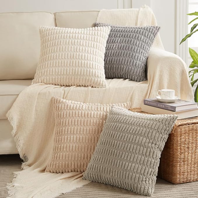 Fancy Homi 4 Packs Boho Cream Decorative Throw Pillow Covers 26x26 Inch - Image 7