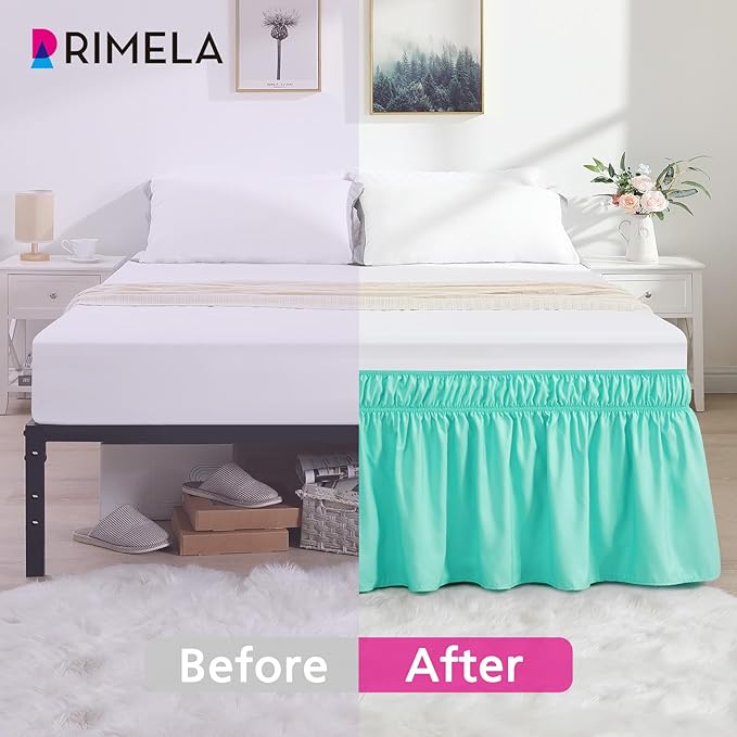 RIMELA Spa Blue Bed Skirt King Size 15 Inch Drop, Elastic Bed Skirting - Image 7