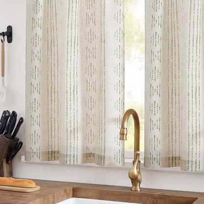 jinchan Boho Kitchen Curtains Linen Tier Curtains 36 Inches Bohemian Cafe Small - Image 3